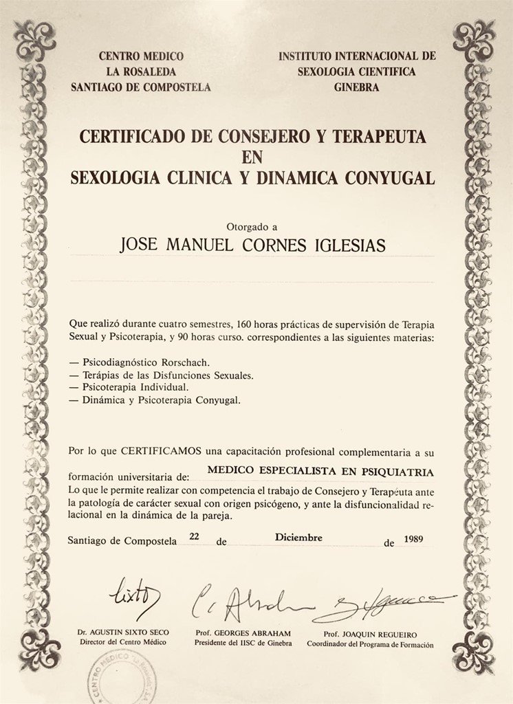 Curso de Terapia Sexual y Psicoterapia en Santiago de Compostela